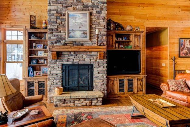 Great Room with stone fireplace